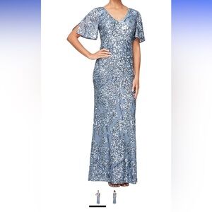 Alex Evenings Blue Midi Dress